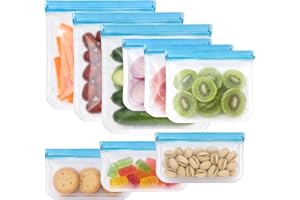 SZTCECDM 9 Pack Silicone Reusable Freezer Bags Set, 3 Sizes (Gallon/Snack/Sandwich) - Airtight, BPA-Free Reusable Plastic Bag
