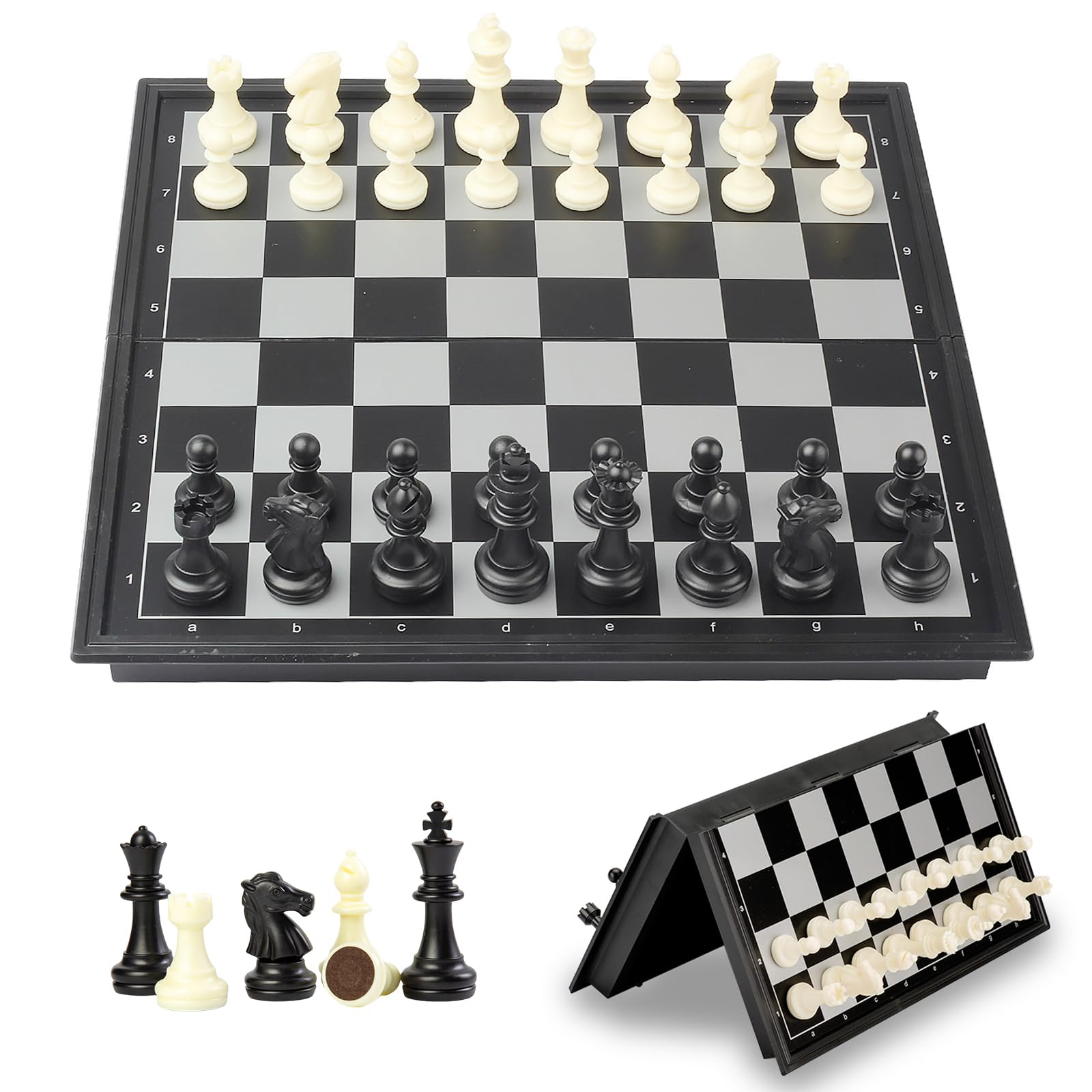 Magnetic Chess Set - Cestamor Chess Board Folding Travel Chess Portable - 2 Extra Queens - 25x25cm Board Games for Kids Adults Gifts — image 1