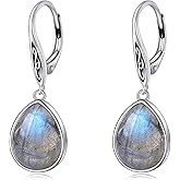 Mothers Day Gifts for Mom Celtic Knot Earrings 925 Sterling Silver Lapis Lazuli/Moss Agate/Amethyst/Black Onyx Natural Gemstone Dangle Leverback Earrings Jewelry Gift for Wife Women