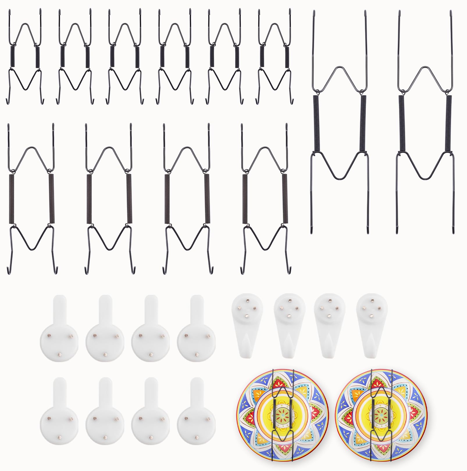 Photo 1 of 12 Pack 4/6/8 Inch Decorative Plate Medium Plate Hangers for The Wall, Invisible Stainless Steel Wall Hangers for Display with Hooks, for Platter/Dish/Picture(Black)