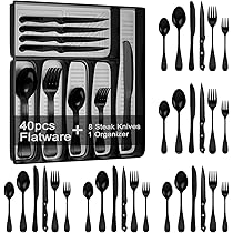 Amazon.com: 49piece Black Silverware Set with Organizer