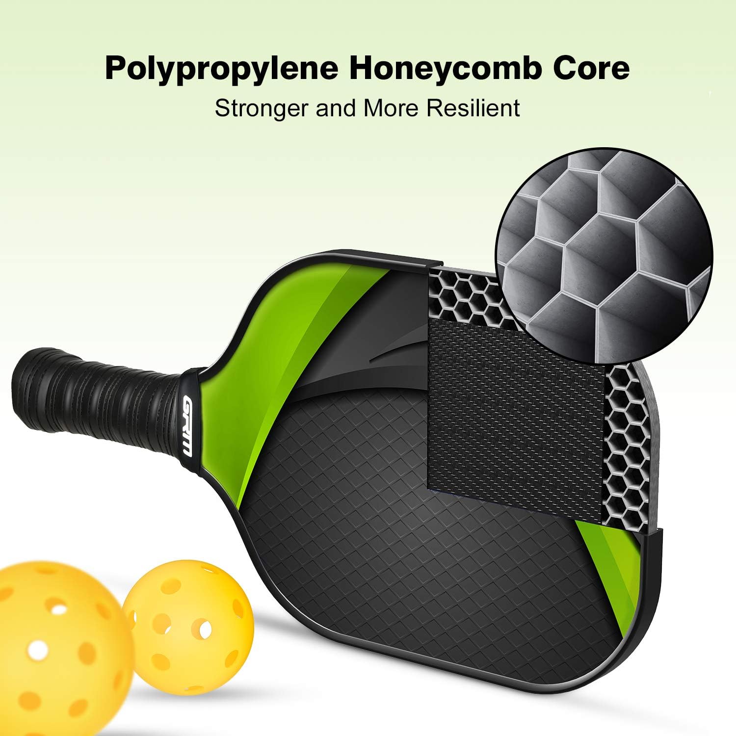 GRM Pickleball Paddles Set of 2 Graphite Pickleball Set Lightweight Pickleball Racket, Carbon Fiber Surface, Polypropylene Honeycomb Core, 2 Pickleball Paddles and 4 Balls Including Portable Carry Bag : Sports & Outdoors