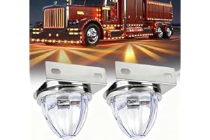 2Pcs Glass Watermelon Lights,Clear LED Glass Lens Amber LED Side Marker Turn Signal Lights Dual Color with Stainless Steel Be