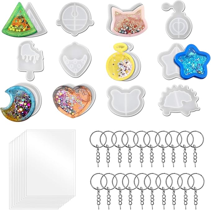 42PCS Resin Shaker Molds Set, Includes 12pcs Epoxy Resin Casting Shaker