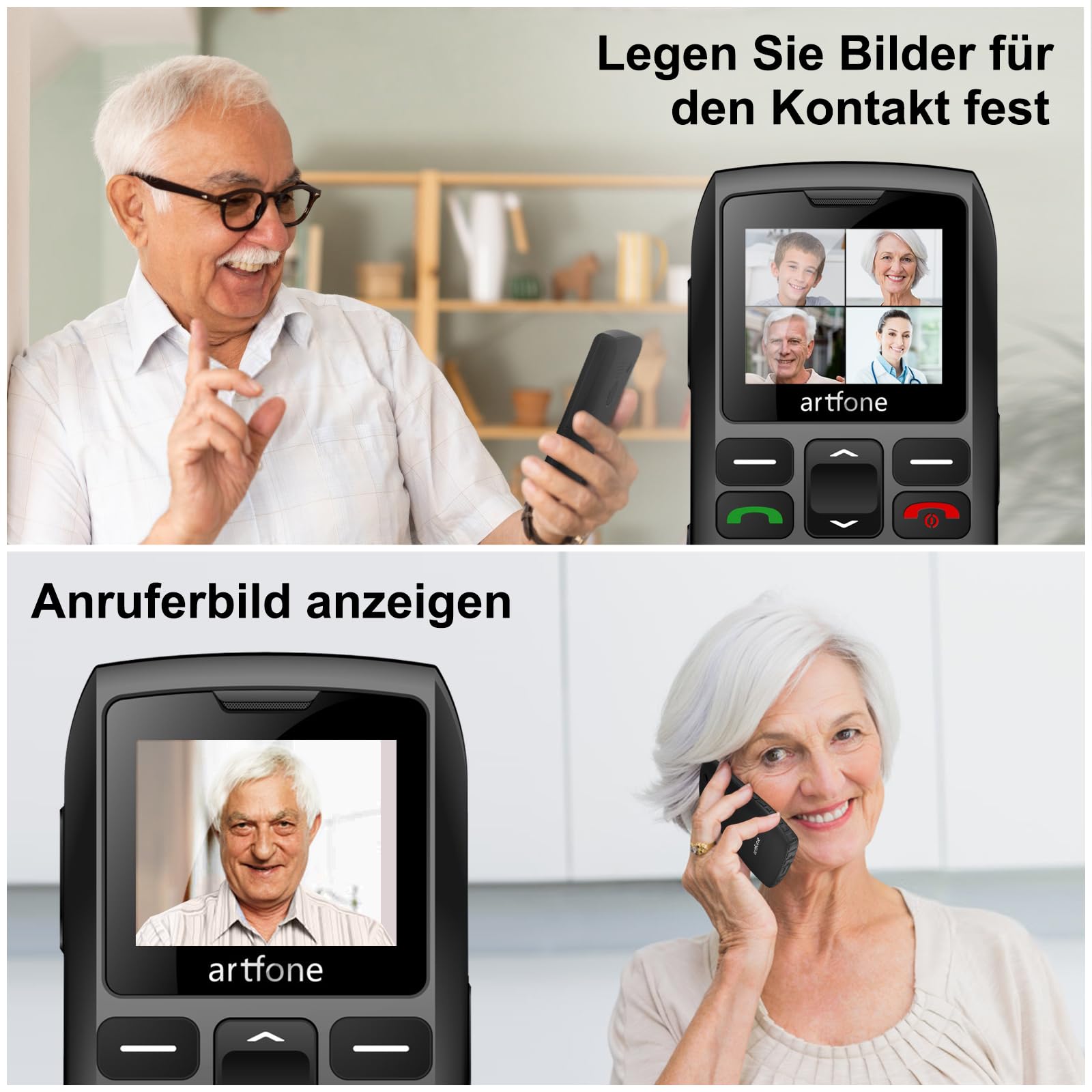 artfone C1+4G Big Button Mobile Phone for Elderly?USB-C, Charging Dock?1800mAh Battery?Easy to Use Basic Elderly Phone?SIM Free Unlocked Senior Mobile Phone?SOS Button?FM Radio?Time Reporting - Black