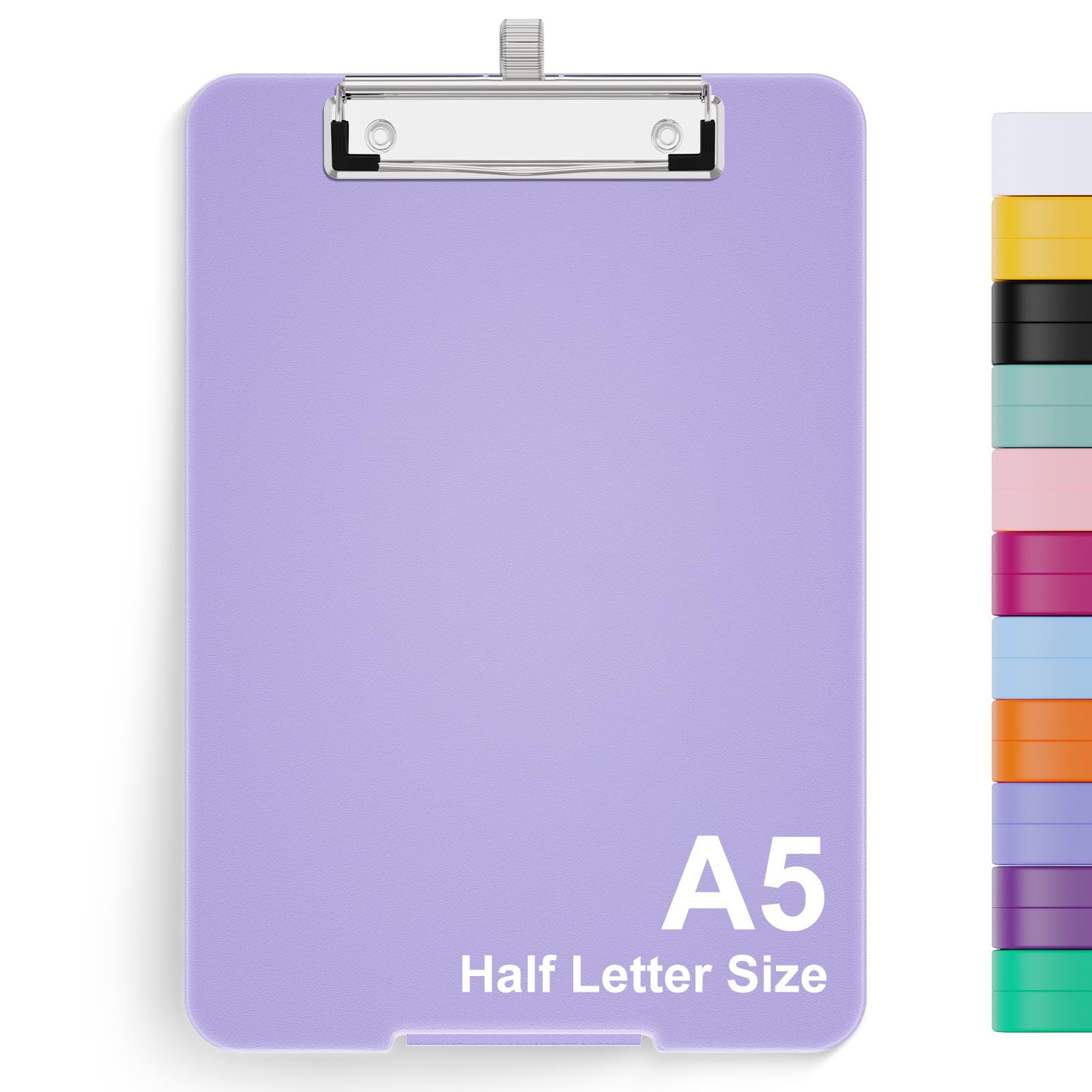 Hongri A5 Clipboard with Storage, Metal Retractable Pen Holder, 6 x 9'' Nursing Plastic Foldable Clip Board, Office Supplies, School Supplies, Menu Box for Work, Purple