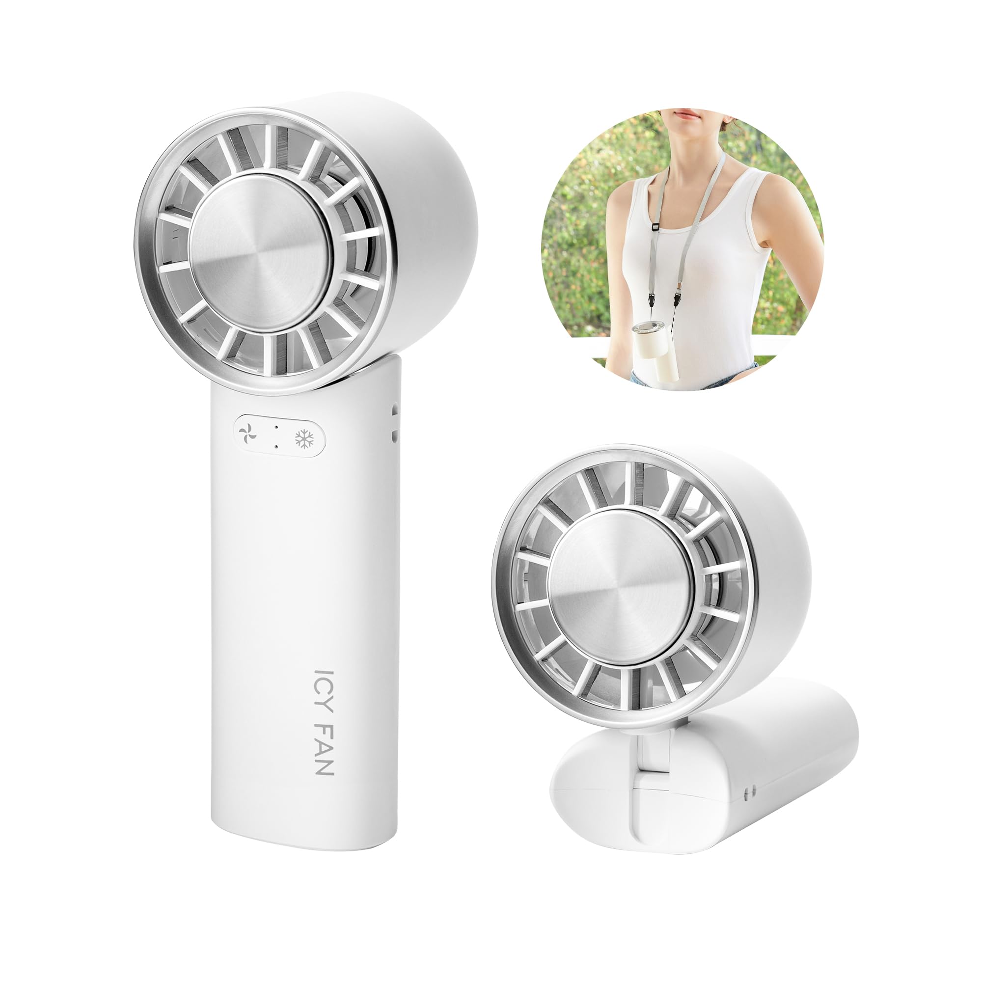 【1秒冷感・実証済み-19 ℃】 ハンディファン 冷却プレート付き 最長15H稼働 静音20dB ストラップ付 携帯扇風機 瞬間冷却 3000mAh大容量 小型Type-C急速充電 クーラー機能 軽量 熱中症対策 首掛け/卓上/手持ち プレゼント 冷却グッズ商品画像