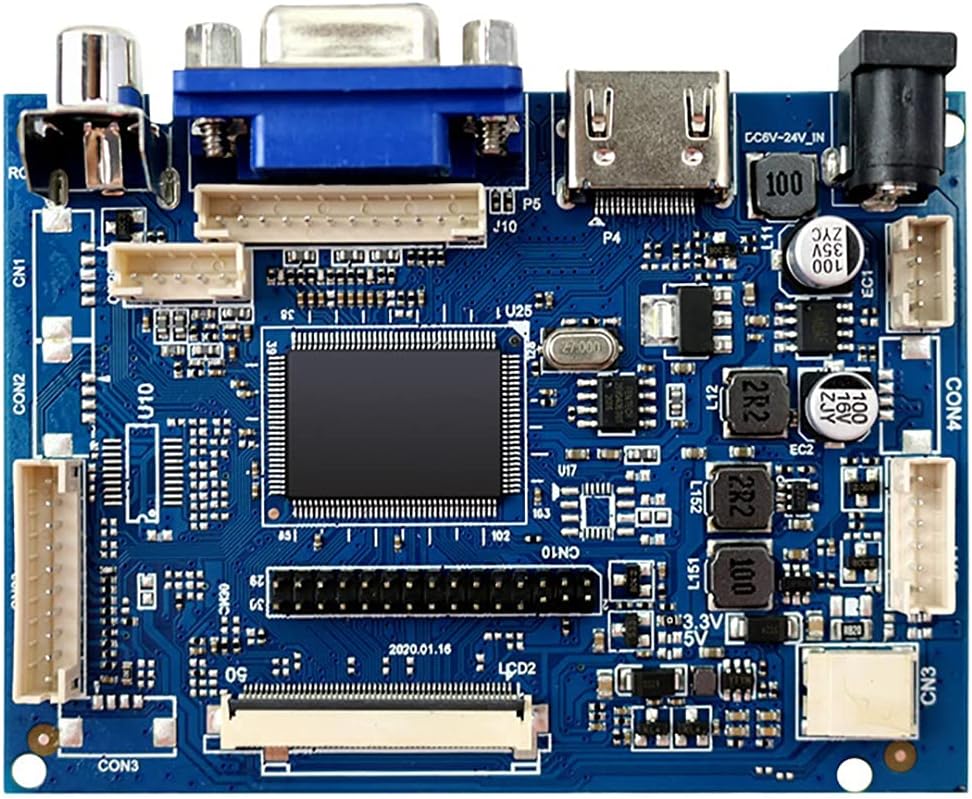Peowuieu 7 Inch 1024x600 LCD Driver Board VGA 2AV Reversing Priority