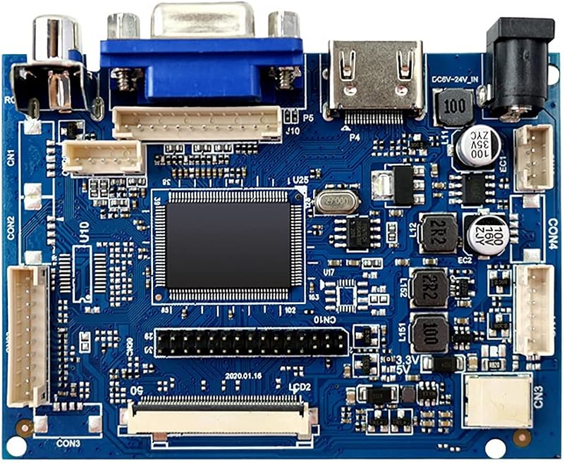 Peowuieu 7 Inch 1024x600 LCD Driver Board VGA 2AV Reversing Priority