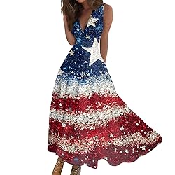 CHRATLHI 4th of July Dress Women Sexy Sleveless