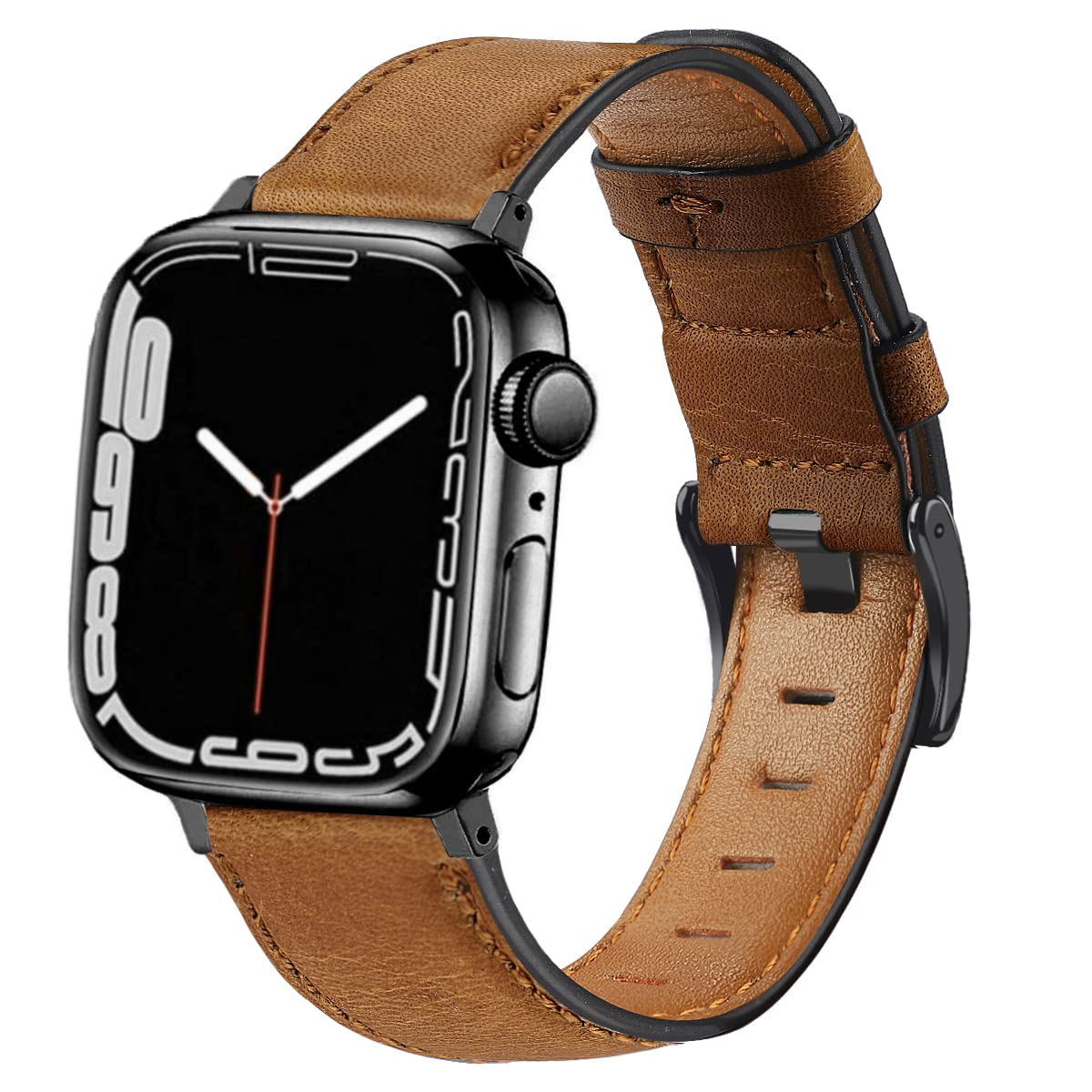 DEALELE Bands Compatible with iWatch 42mm 44mm 45mm 49mm, Soft Retro Leather Replacement Strap for Apple Watch Series 8 / 7 / 6 / 5 / 4 / 3 / SE / Ultra Women Men, Brown