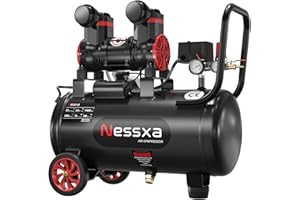 NESSXA 10 Gallon Portable Air Compressor, 2HP 8.76 CFM@115PSI 70dB Oil-Free Ultra Quiet Air Compressor for Car Repair, Spray Painting, Woodwork Nailin, 110V/60hz