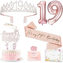 Rose Gold 2nd Birthday Decorations Set - Tiara, Sash, Cake Topper, Candles & Balloons For Girls Birthday Party