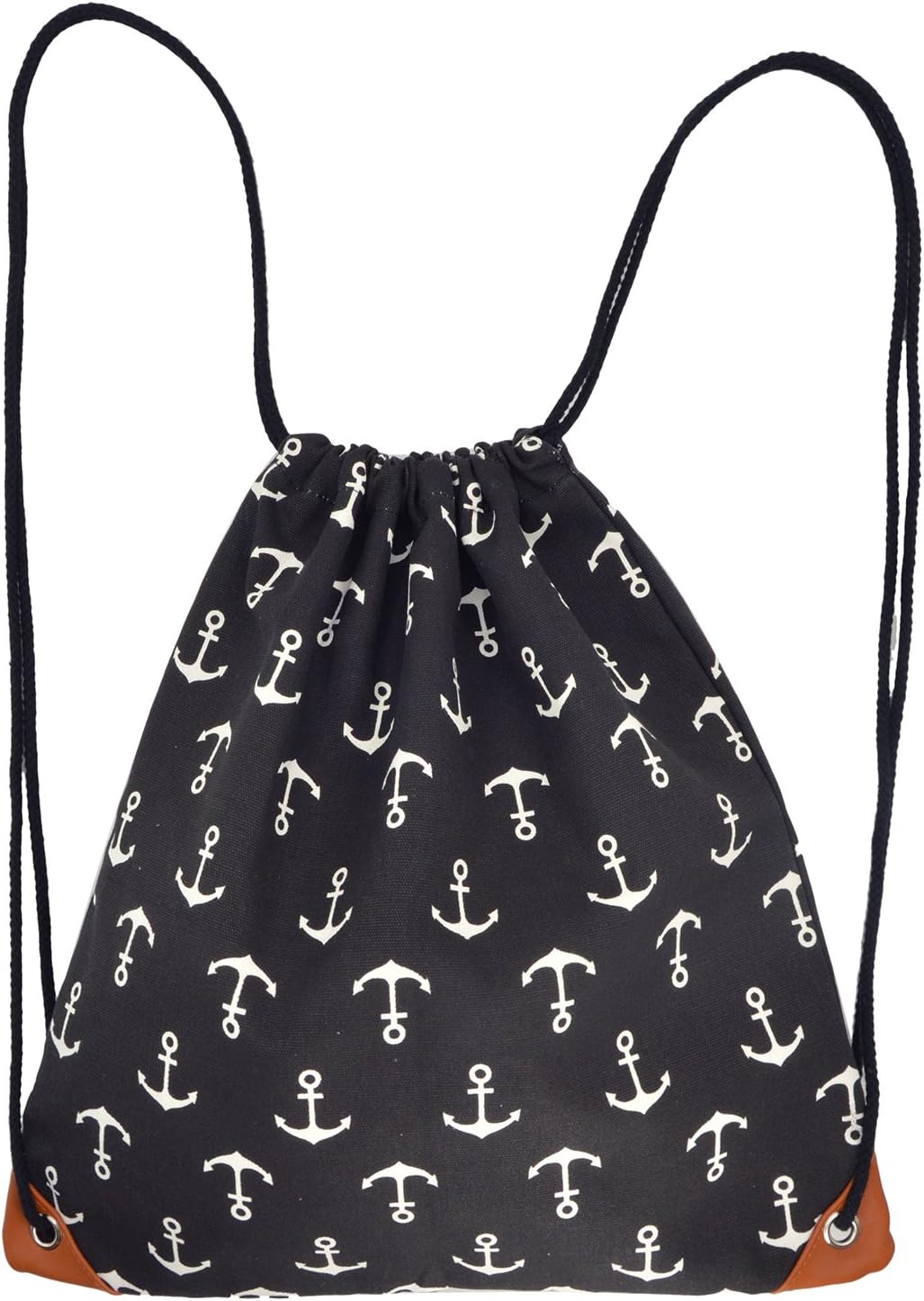 WinCret Casual Canvas Drawstring Backpack - Lined Drawstring Bag for Kids Women Men with Pocket - Premium Small Sackpack Gymsack 16×15"