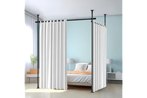 Room Divider Curtain Rod, No Drilling Curtain Rod for Room Separation, Adjustable Heavy Duty Partition Room Divider, Floor to