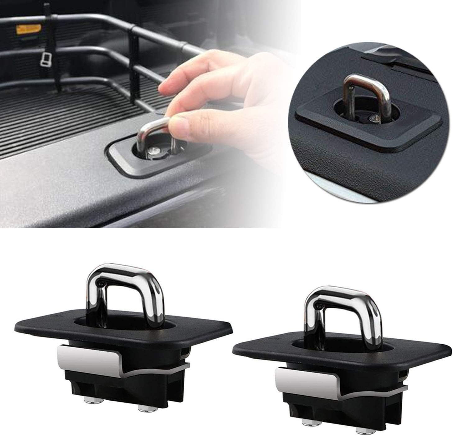 Jackma55 2pcs Retractable Flush Tie Down Anchors Compatible with 1994-2010 Dodge Ram 1500 2500