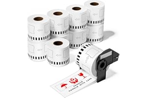 SUMINEY 10 Rolls Black/Red on White Continuous Labels Compatible Brother DK-2251 (2-3/7" x 100'), Use with Brother QL-800, QL-810W, QL-820NWB Printers