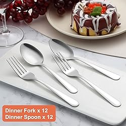 24-piece Forks and Spoons Silverware Set, Unokit