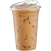 GUSTO Clear Plastic Cups with Lids [20 oz - 50 Count - Disposable Iced Coffee Drink Cups with Strawless Sip Lids for Smoothies, Juices, and More - Formerly Comfy Package