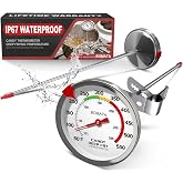 BOMATA 2-Pack Candy Thermometer with Pot Clip,IP67 Deep Fry Oil Thermometer | IP67 Waterproof, Hands-Free Use, 2.5" Display NSF Certified, for Cooking, Food, Turkey, BBQ, Grill... Mth400 Silver
