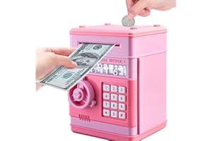 EPHVODI Piggy Bank for Boys Girls, Electronic Coin Money Bank with Password Protection, ATM Saving Bank Paper Money Scroll Saving Box for Kids Hot Gift