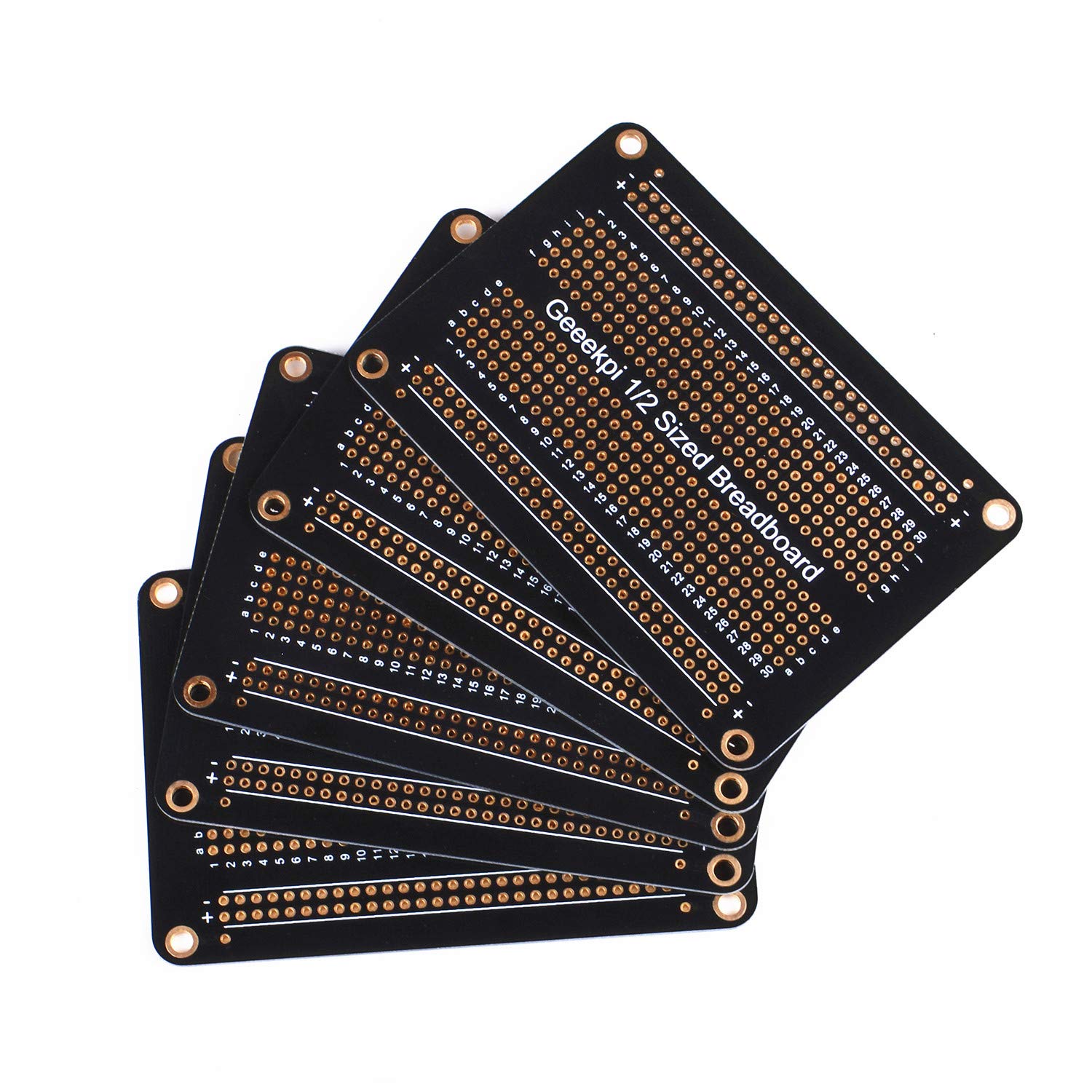 GeeekPi Pack of 5PCS Proto Breadboard PCB Board Golden Color Plated Experimental Breadboard Soldering Board Double-Sided PCB DIY Kit for Arduino (Half Size)