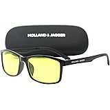 Holland & Jagger Blue Light Blocking Computer Glasses—FDA Approved—Sleep Better, Reduce Eyestrain & Fatigue when Gaming, Tablet/Phone Reading, TV—Anti glare Eyewear Men and Women (PC Black).