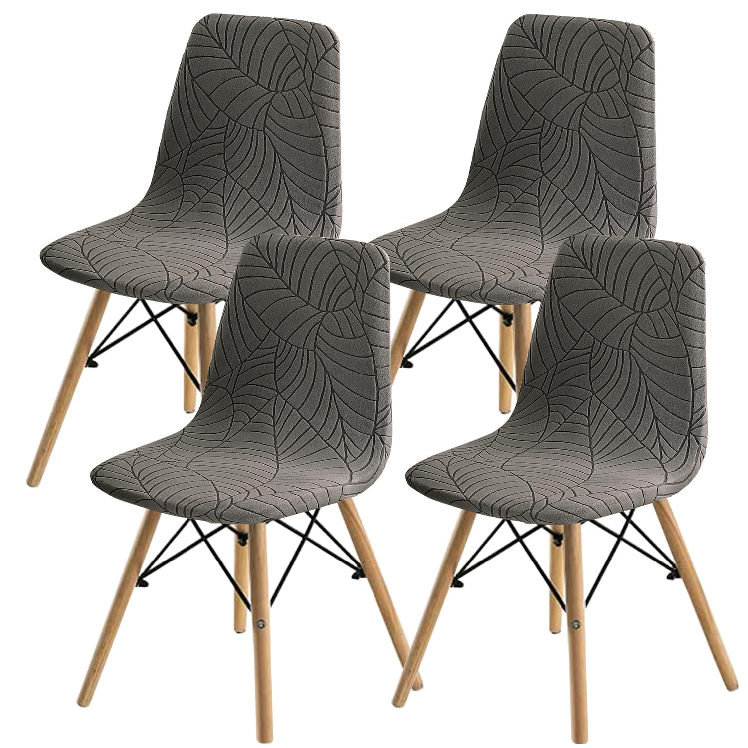 SHENGYIJING Dining Chairs Covers Set of 2/4/6,Style Shell Dining Chair Mid Century Modern Chair Sipcover,Upholstered Dining Accent Side Chair Covers (Taupe1,4 Pieces)