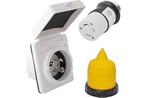 30AMP RV Power Inlet Receptacle, 125V RV Power Plug Twist Lock Inlet, RV Power Female Twist Locking Connector with Weatherpro