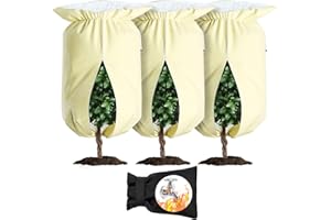 Upgrade Plant Cover Freeze Protection, AIRSFISH Large 3 Packs 47"x72" 3 oz/yd² Thicken Frost Cloth Blankets for Trees Drawstring Bag Reusable with Zipper for Potted Winter Cold Weather Garden Supplies