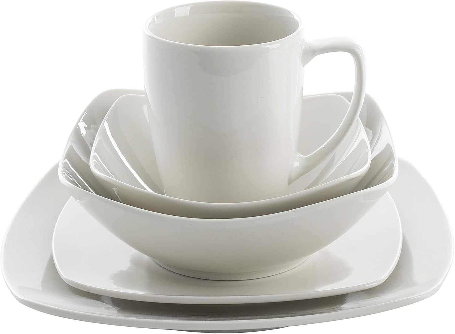  | Gibson Home Zen Buffet Dinnerware Set, Service for 6 (39pcs), White (Square): Dinnerware Sets