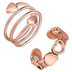 Feraco 2PCS Copper Rings for Women,99.99% Pure