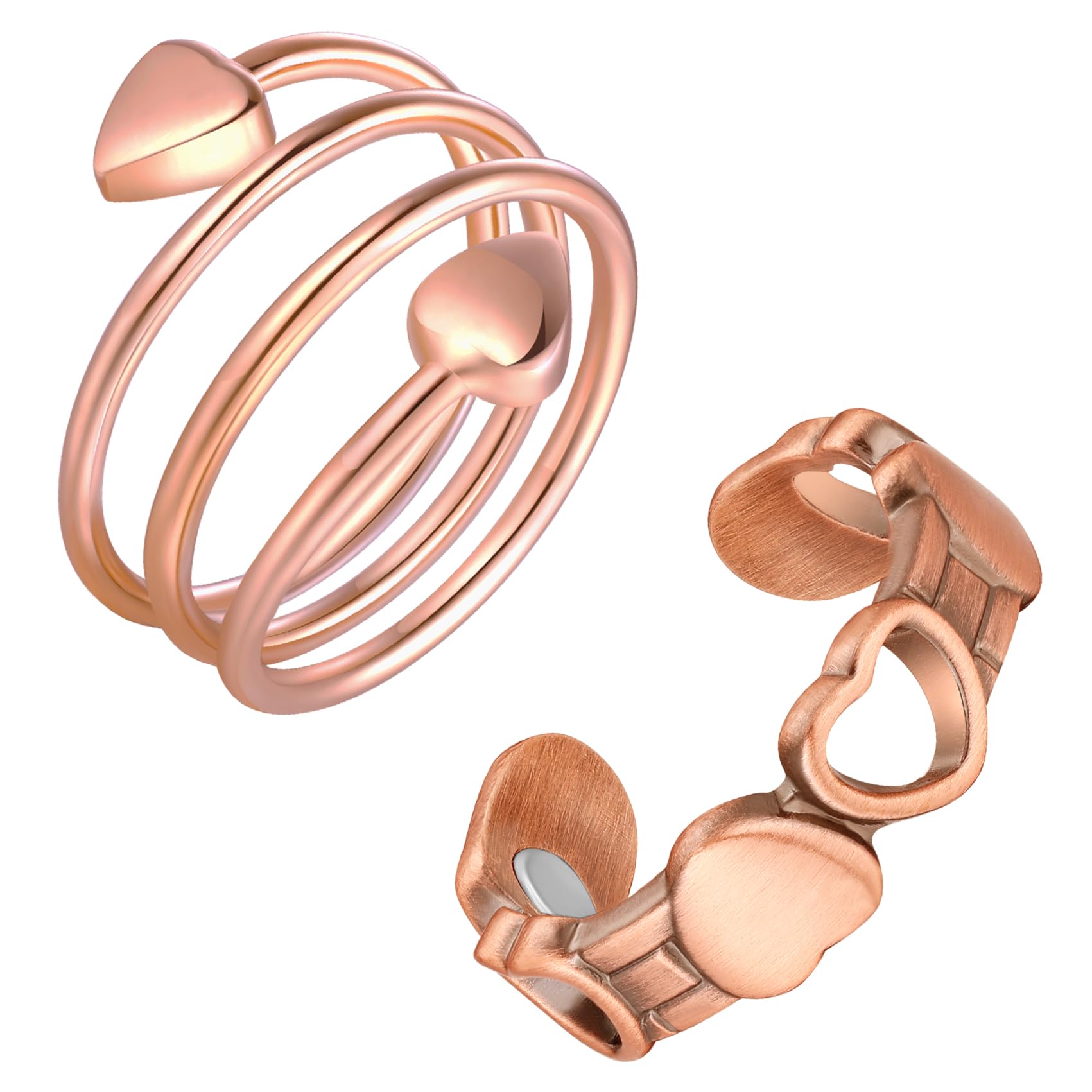 Feraco 2PCS Copper Rings for Women,99.99% Pure