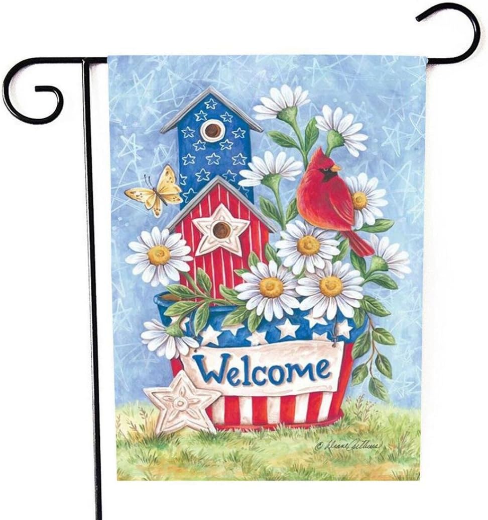 Dtzzou Flowers Welcome Garden Flag 12" x 18" Vertical Outdoor & Indoor Decorative Double Sided Flag for Spring Summer Farm House Decoration