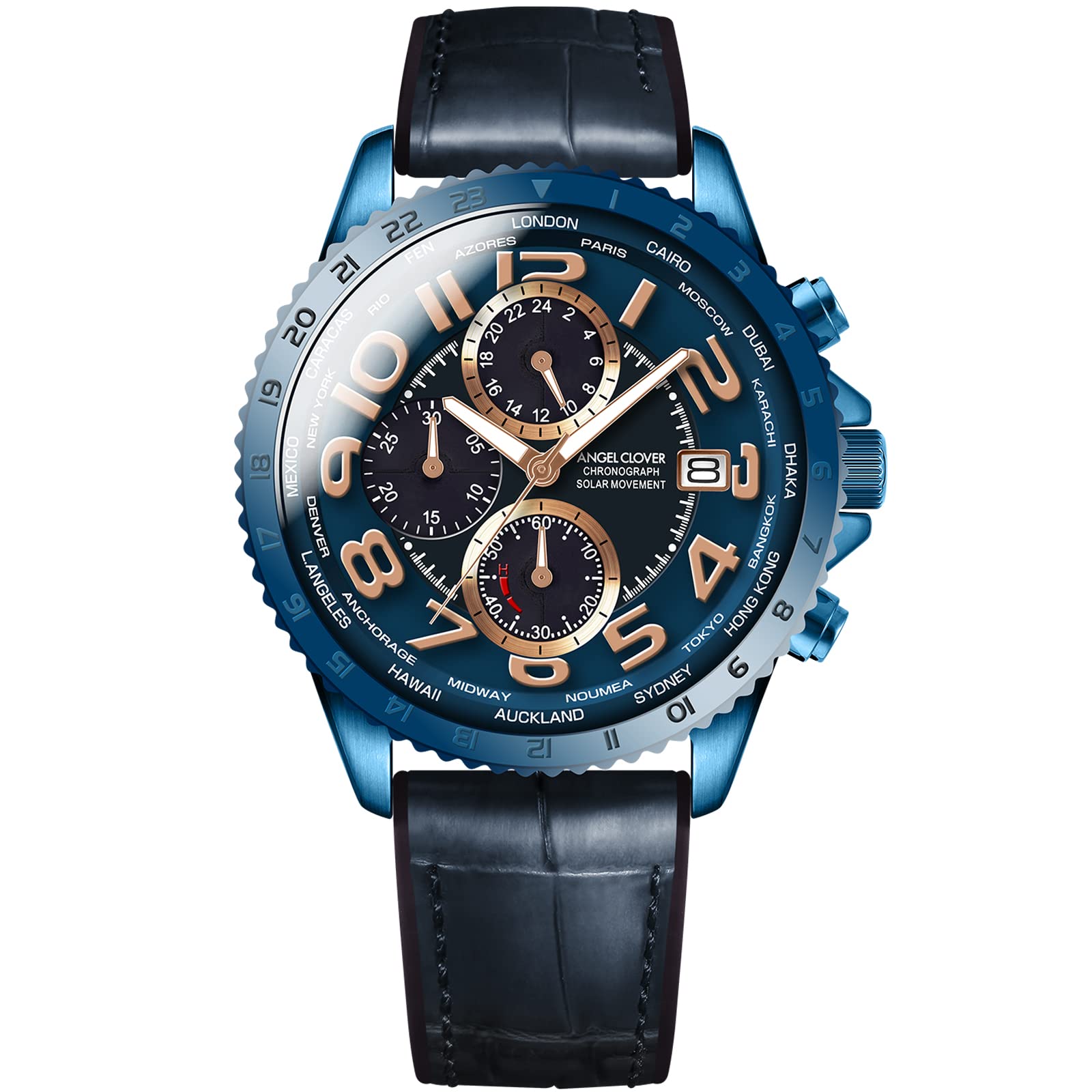ANGEL CLOVER Men’s Wristwatch, Mond Solar, blue