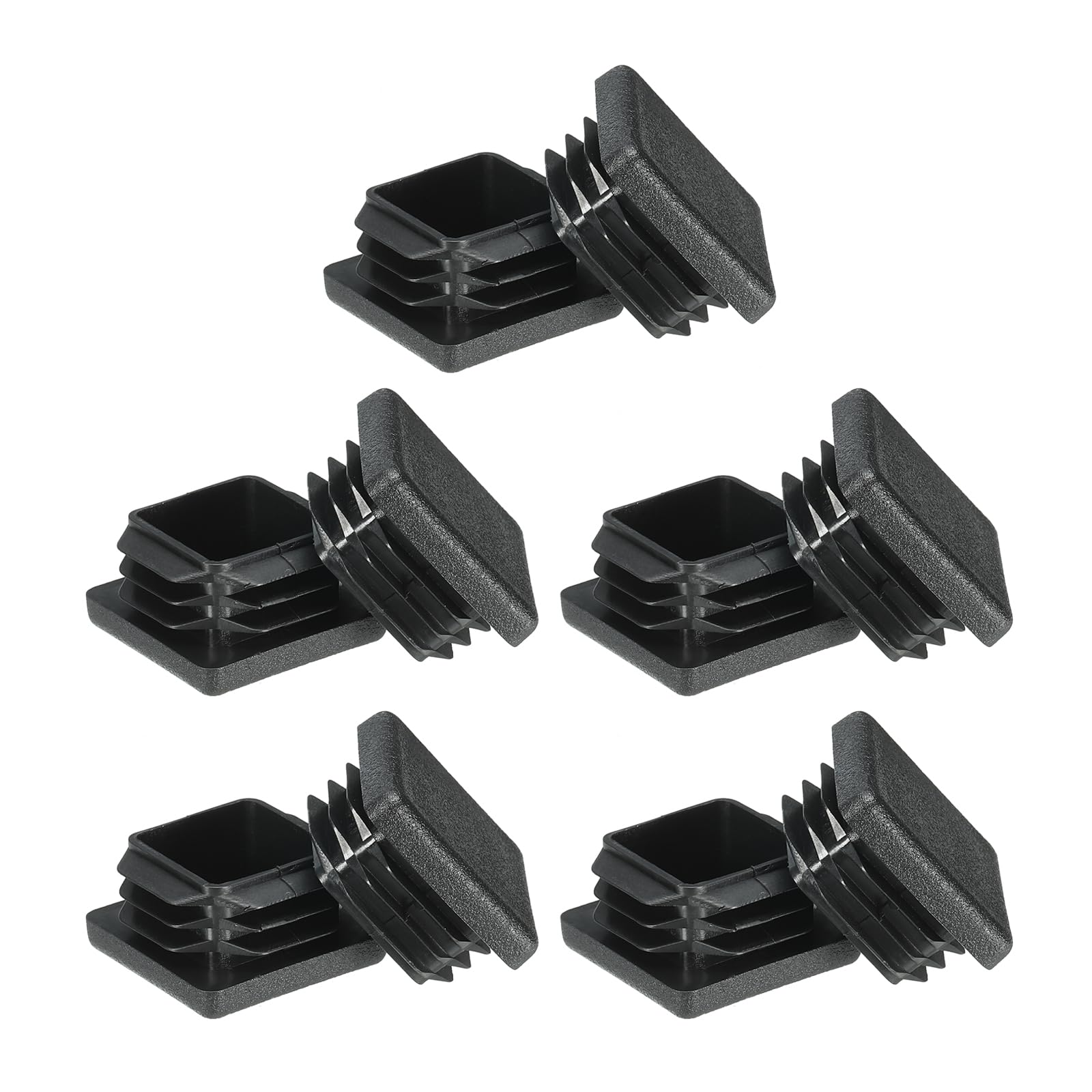PATIKIL Square Plastic Hole Plugs 1.2inch, 10 Pack Tubing Insert End Cap for Square Metal Tubing Furniture Chair Leg Fence Post Pipe, Black