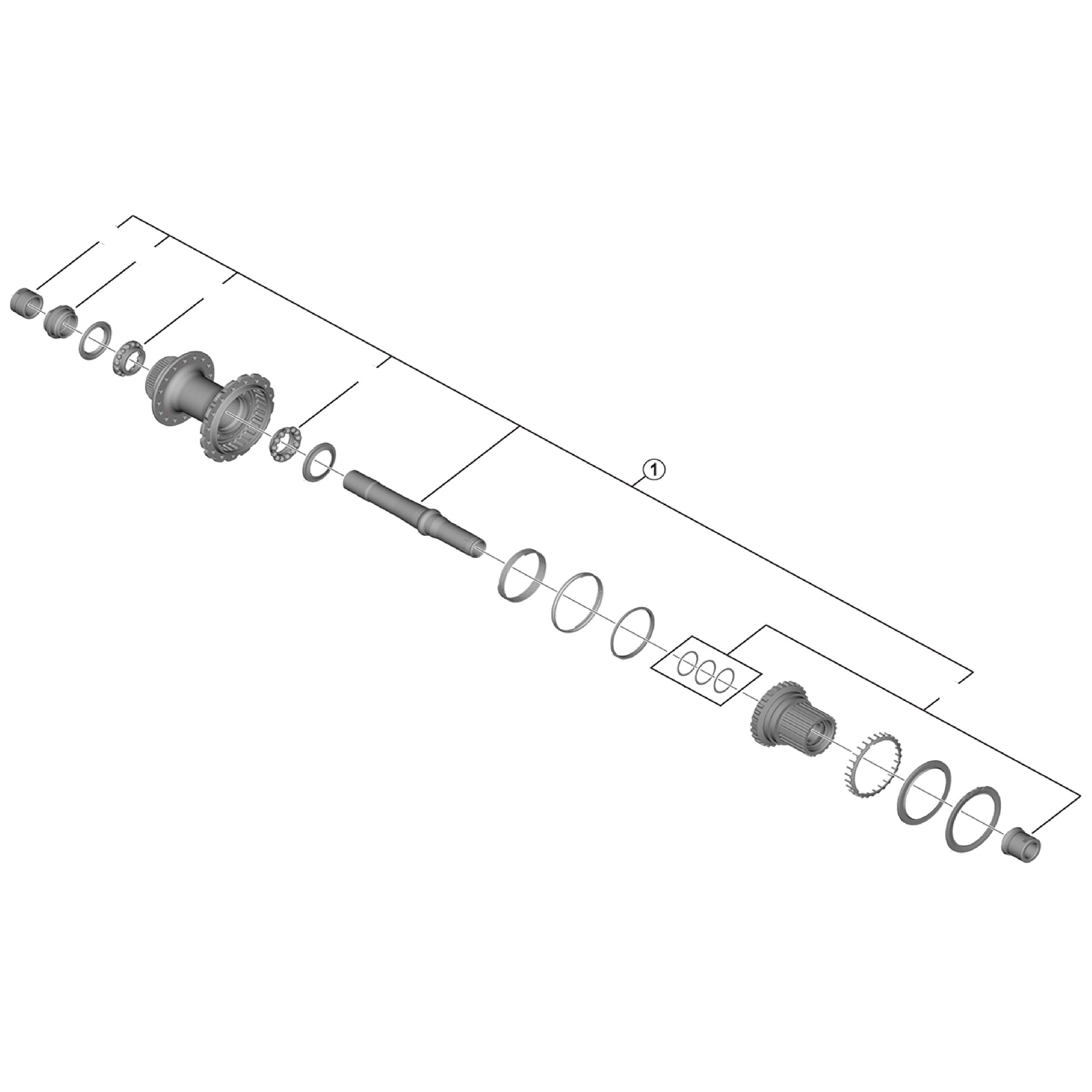 Shimano Spares FH-M9111 complete hub axle, 148 mm