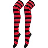 Bestjybt Women Striped Thigh High Socks Over Knee Socks Knee High Costume Stockings Leg Warmers