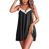 Ekouaer Women Lace Nightgown Sexy Spaghetti Strap Cami Sleeveless Chemise Sleepwear Sleep Dress
