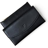 HELMBROOK London Handcrafted Full-Grain Leather Women’s Wallet, RFID Blocking, 12 Card Slots, 3 Compartments, Removable Zipper Coin Pouch, Gift Box & Pouch, Christmas & Birthday, Black