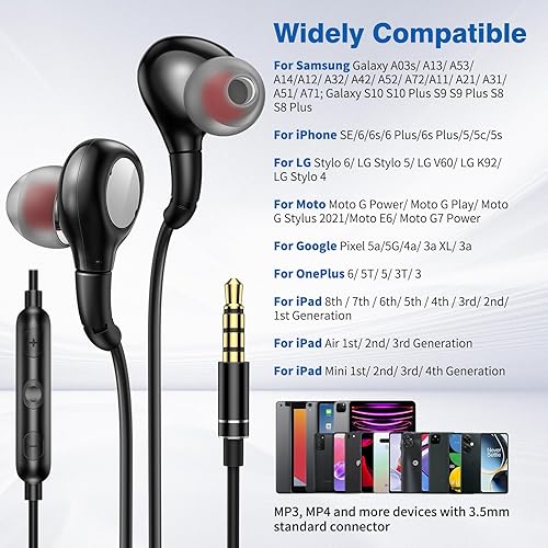 Mm Best Headphones For Google Pixel ACANDYA Wired Earbuds With