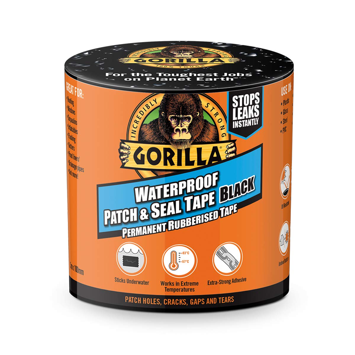Gorilla Waterproof Patch Seal Tape Black 100mm X 3m Jenolite Stop Leak Sealer Spray Waterproof