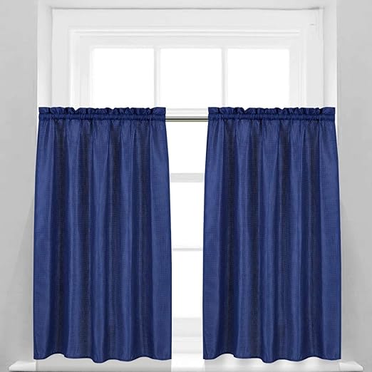Amazon Com Valea Home Waffle Weave Textured Short Curtains For