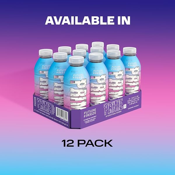 PRIME HYDRATION FUTURE FREEZE, SPORTS DRINKS, ELECTROLYTE ENHANCED FOR ULTIMATE HYDRATION, 250MG BCAAS, B VITAMINS, ANTIOXIDANTS, LOW SUGAR, 16.9 FL OZ, 12 PACK