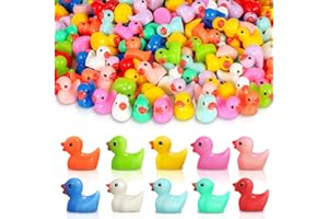 BABELSHAR 100pcs Mini Colorful Resin Ducks, Tiny Resin Duck Miniature Animals Bulk, Outdoor Small Plastic Figurines for Miniature Garden Statues Landscape Aquarium Potted Fairy Garden Home Decor Gifts
