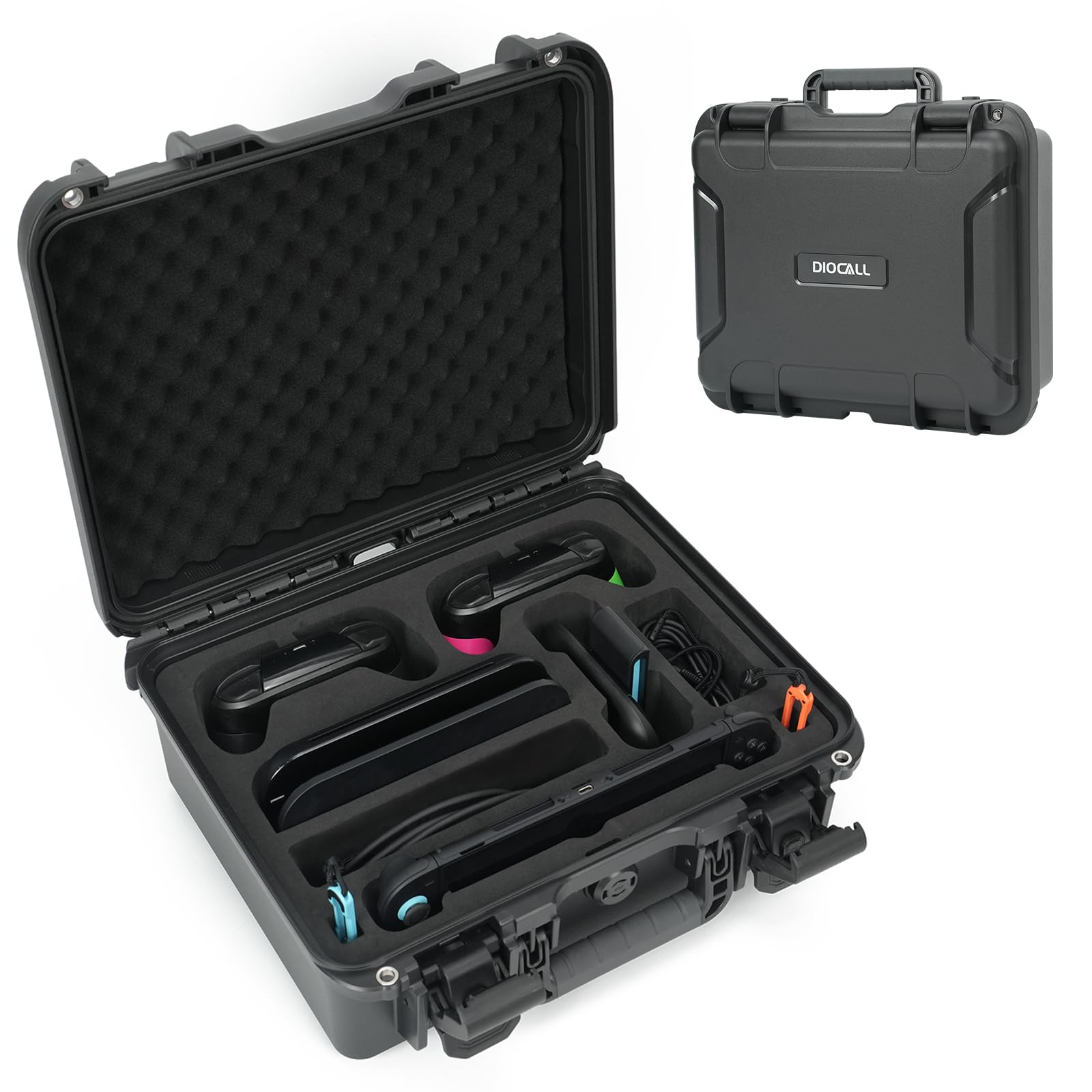 Diocall Switch 2 Waterproof Hard Case, All in One Carrying Case for Nintendo Switch 2, Dock, 2 Pro Controllers, Adapter, Joy-Con Grip and Accessories.