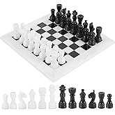 Radicaln Marble Chess Set 12'' Inches White and Black Handmade Luxury Board Games for Adults, Ideal Marble Chess Board Game Set & Chess Pieces for Home Decor
