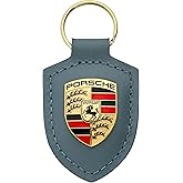 Porsche Leather Key Chain in Shore Blue, With Crest