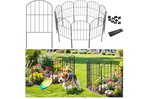 VANCASTLE Decorative Garden Fence Outdoor, Total 10.5ft (L) x 24in (H), Rustproof Metal Landscape Barrier Fence, Black Fence for Yard, Patio Lawn, 10 Panels