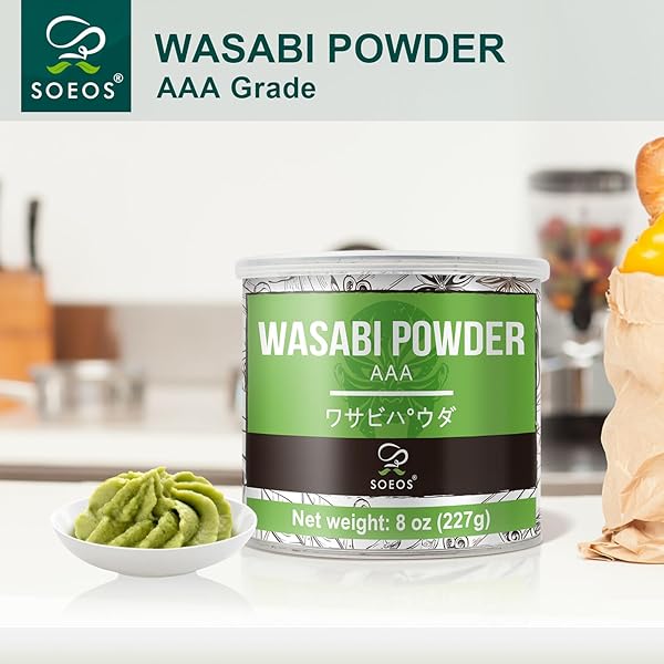 SOEOS WASABI POWDER 8OZ (227G), PREMIUM WASABI POWDER FOR SUSHI AND SASHIMI